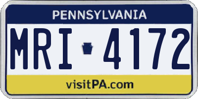 PA license plate MRI4172