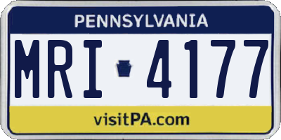 PA license plate MRI4177