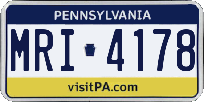 PA license plate MRI4178