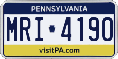 PA license plate MRI4190