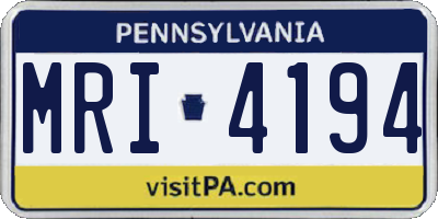 PA license plate MRI4194