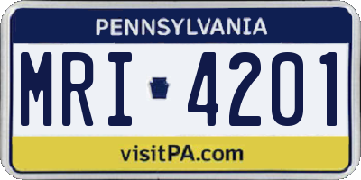 PA license plate MRI4201