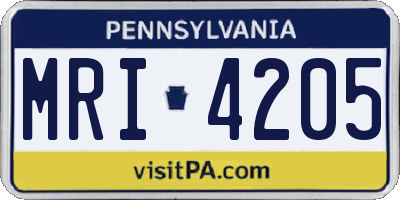 PA license plate MRI4205