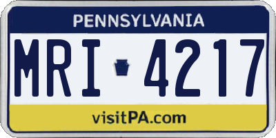 PA license plate MRI4217