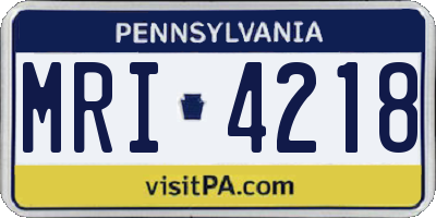 PA license plate MRI4218