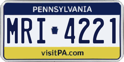 PA license plate MRI4221