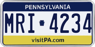 PA license plate MRI4234