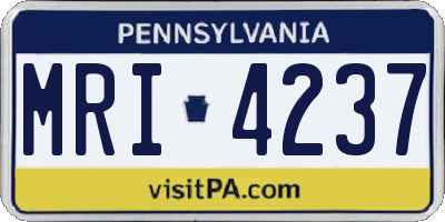 PA license plate MRI4237