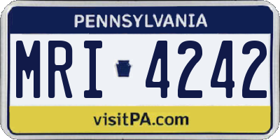 PA license plate MRI4242