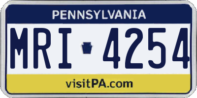 PA license plate MRI4254