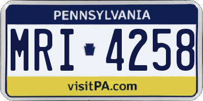 PA license plate MRI4258