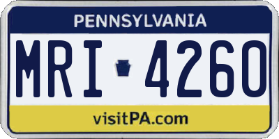 PA license plate MRI4260