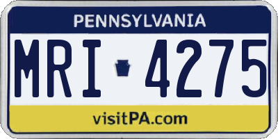 PA license plate MRI4275
