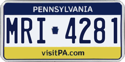 PA license plate MRI4281