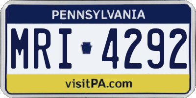 PA license plate MRI4292