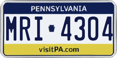 PA license plate MRI4304