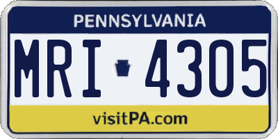 PA license plate MRI4305