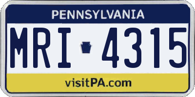 PA license plate MRI4315