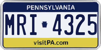 PA license plate MRI4325