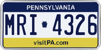 PA license plate MRI4326