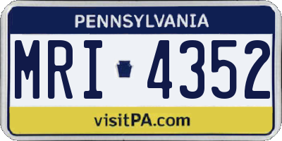 PA license plate MRI4352