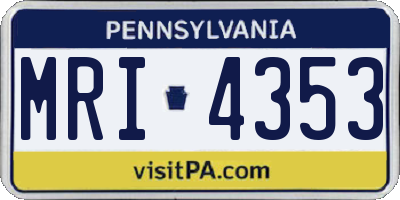 PA license plate MRI4353