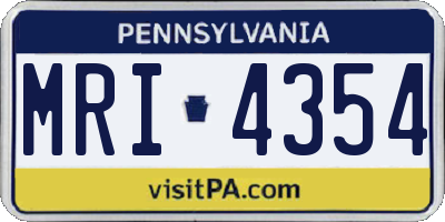 PA license plate MRI4354