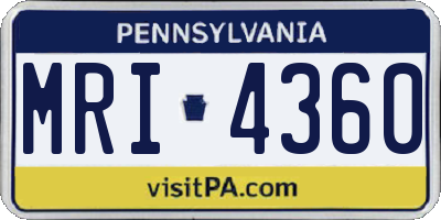 PA license plate MRI4360