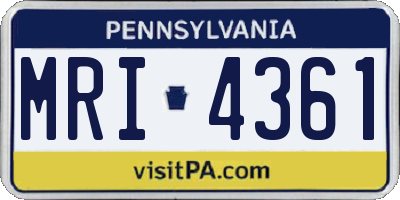 PA license plate MRI4361