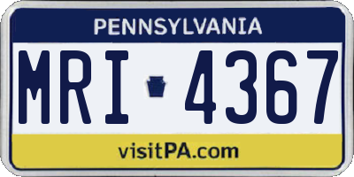 PA license plate MRI4367