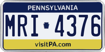 PA license plate MRI4376