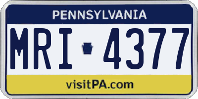 PA license plate MRI4377