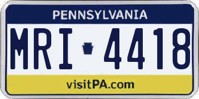 PA license plate MRI4418