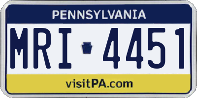 PA license plate MRI4451