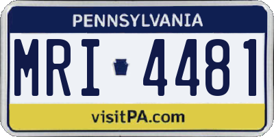 PA license plate MRI4481