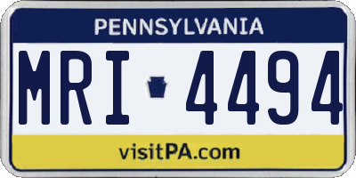PA license plate MRI4494
