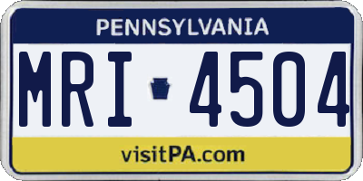 PA license plate MRI4504