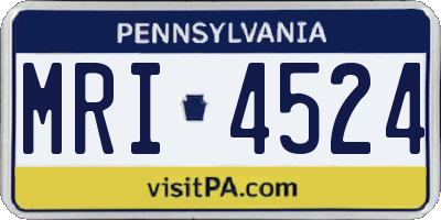 PA license plate MRI4524