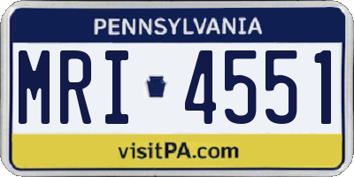 PA license plate MRI4551