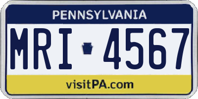 PA license plate MRI4567