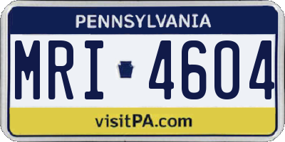 PA license plate MRI4604