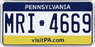 PA license plate MRI4669