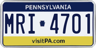 PA license plate MRI4701