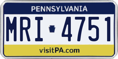 PA license plate MRI4751