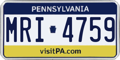 PA license plate MRI4759