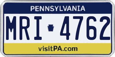PA license plate MRI4762