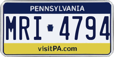 PA license plate MRI4794