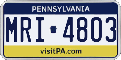 PA license plate MRI4803