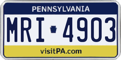 PA license plate MRI4903