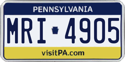 PA license plate MRI4905